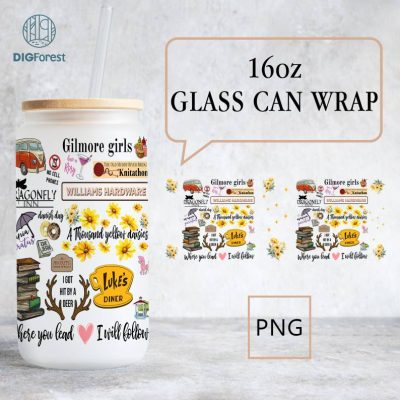 Stars Hollow Gilmore Girls Libbey Can Glass Wrap Png 16Oz | Luke's Diner Stars Hollow Png | Stars Hollow Christmas Png Perfect Libbey Glass