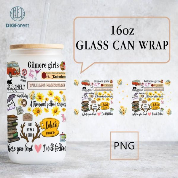 Stars Hollow Gilmore Girls Libbey Can Glass Wrap Png 16Oz | Luke's Diner Stars Hollow Png | Stars  Hollow Christmas Png Perfect Libbey Glass