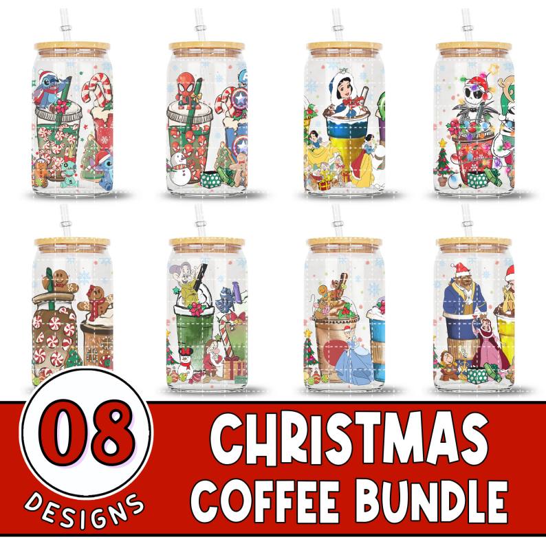 8 Christmas Coffee Latte PNG Bundle Png, Christmas Coffee Png, Christmas Bundle, Snowman Reindeer, Pink Christmas Coffee Png,Printable File