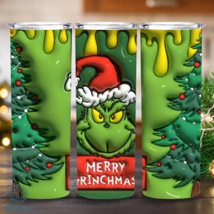 3D Inflated Christmas 20oz Skinny Tumbler Png, Merry Xmas Png, Grinchmas Png, Christmas 20oz Tumbler Wrap, Grinch Christmas Movies Png