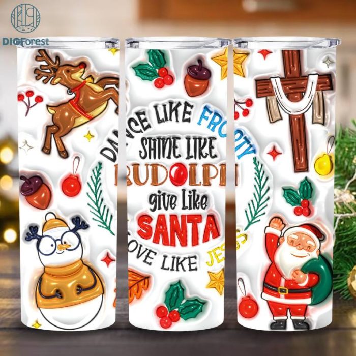 Christmas 3D Inflated Tumbler Wrap Designs Bundle, Merry Christmas Tumbler, 3D Christmas Tumbler Wrap, Christmas 3D Inflated Puffy Tumbler