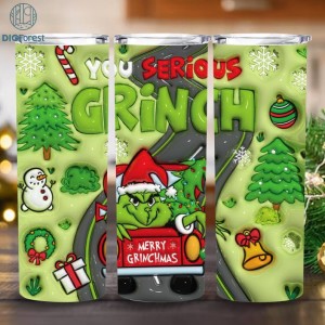 3D Inflated Grinchmas Png 20oz Skinny Tumbler Png, Merry Xmas Png, Grinch Christmas Movies Png, Grinch Christmas 20oz Skinny Tumbler Wrap | Grinchmas Design Digital PNG