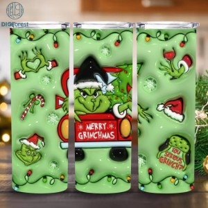 3D Inflated Grinchmas Png 20oz Skinny Tumbler Png, Christmas 20oz Tumbler Wrap, Merry Xmas Png, Grinch Christmas Movies Png, Digital Download