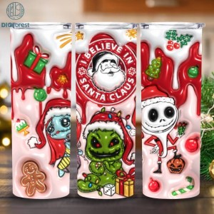3D Inflated Christmas Nightmare 20oz Tumbler Design Png, Puffy Christmas Movie Skinny Tumbler Wrap Sublimation Design, Digital Download