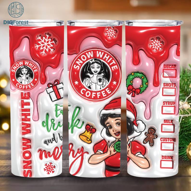 Disney Princess Snow White Starbucks like Christmas 3d Inflated Puffy 20oz Tumbler- Snow White Digforest.com