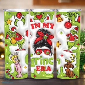 3D Inflated Christmas 20oz Skinny Tumbler Png, Merry Xmas Png, In My Grinch Era Grinchmas Png, Christmas 20oz Tumbler Wrap, Grinch Christmas Movies Png