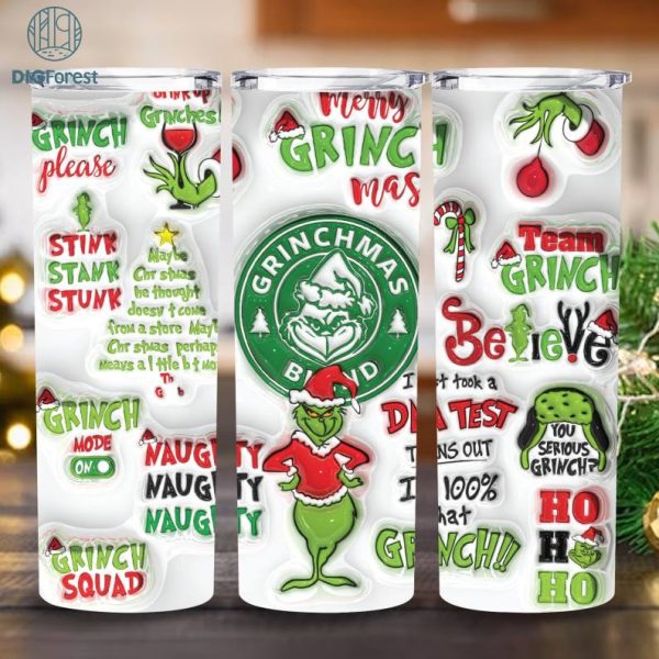 3D Inflated Christmas Coffee Tunbler, Inflated 20oz Skinny Tumbler, Merry Christmas Tumbler, Christmas Sublimation, PNG