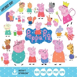 MEGA Peppa Pig Svg, Bundle Layered SVG, Layered and Instant downloadable files for cricut, Peppa Pig PNG clip art and printables
