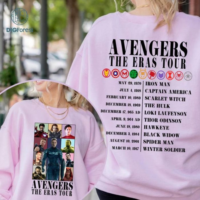 Avengers The Eras Tour Shirt, Avenger Assemble Png, MCU Fan Gift, The Eras Tour 2023 Png, MCU, Spiderman, Thor Loki Hulk Digital Download