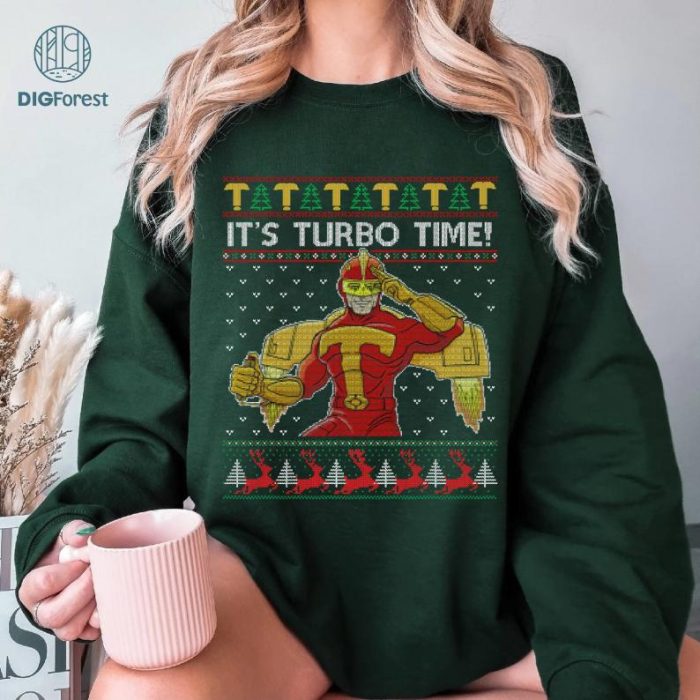 Turbo Man Ugly Christmas Sweatshirt | Jingle All The Way Design | It’s Turbo Time Holiday Gift