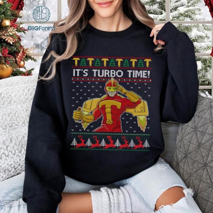 Turbo Man Ugly Christmas Sweatshirt | Jingle All The Way Design | It’s Turbo Time Holiday Gift