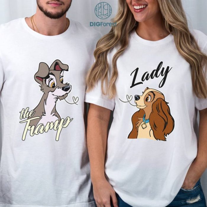 Disney Lady And The Tramp Bundle, Family Couple Bundle, Epcot Shirts, Family Matching Shirts, Family Honeymoon Tshirt, Bride and Groom shirts