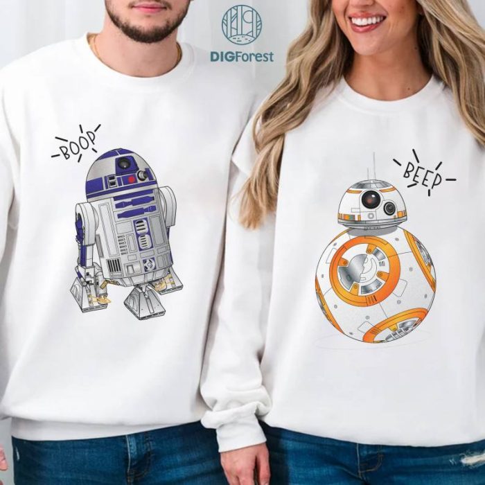 Disney Star Wars Couple Bundle, Disney Trip, R2D2 BB8 Couple, Star Wars Droid, Star Wars Matching, Disney Couple Honeymoon Shirts