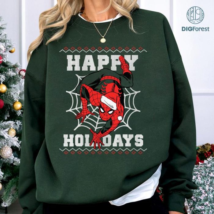 Spiderman Christmas PNG | Christmas Holiday Sweater Design | Avengers Superhero Xmas Shirt