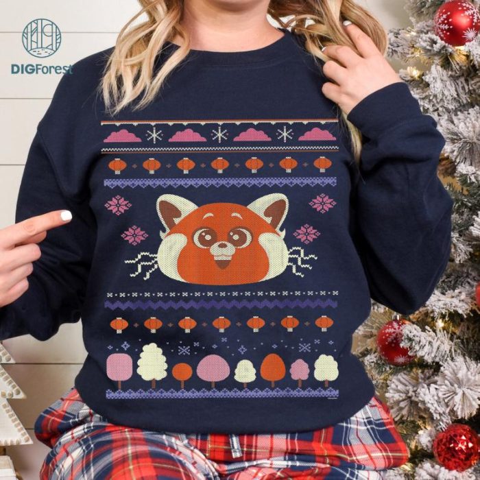 Disney Turning Red Ugly Christmas Sweater | Red Panda Holiday Sweatshirt | Xmas Party Shirt