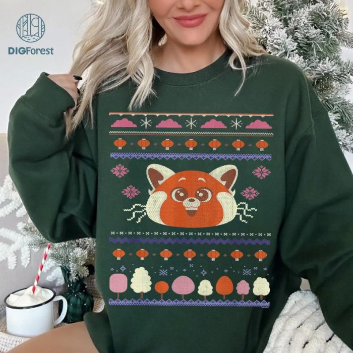 Disney Turning Red Ugly Christmas Sweater | Red Panda Holiday Sweatshirt | Xmas Party Shirt