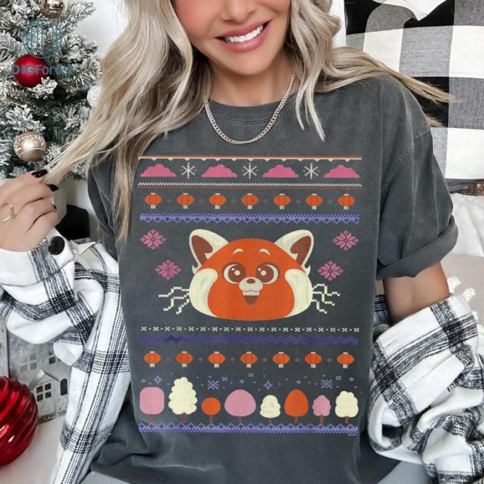 Disney Turning Red Ugly Christmas Sweater | Red Panda Holiday Sweatshirt | Xmas Party Shirt