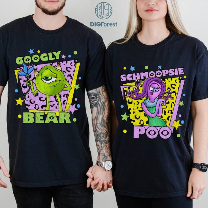 Disney Couple Bundle, Googly Bear and Schmoopsie Poo Tee, Mike and Celia, Honeymoon Anniversary, Monsters Inc Inspired Gift