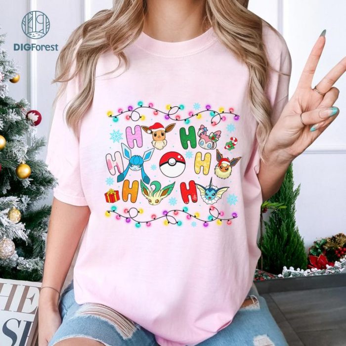 Eevee Ho Ho Ho Christmas PNG | Eeveelution Christmas Shirt | Anime Lovers Holiday Digital Download