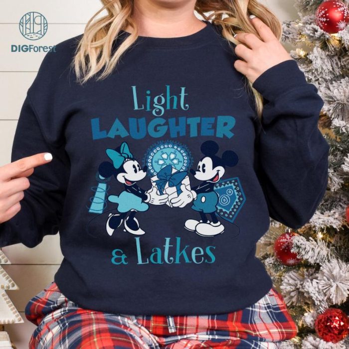 Disney Mickey & Minnie Happy Hanukkah PNG | Jewish Holiday Matching Family Shirt | Festival of Lights Digital Download