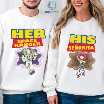 Disney Toy Story Couple PNG| Her Space Ranger His Senorita Bundle | Buzz Lightyear Jessie Bundle | Buzz Lightyear Couple Shirt Disney Toy Story Couple PNG| Her Space Ranger His Senorita Bundle | Buzz Lightyear Jessie Bundle | Buzz Lightyear Couple Shirt