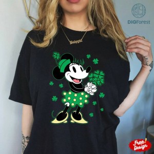 Disney Minnie Mouse Shamrock Bouquet St Patrick’s Day Retro Png | Retro Minnie Lucky Shamrock Shirt | Disneyland St Patrick's Shirt | Digital Download