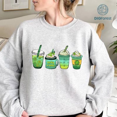 St Patricks Day Coffee Sweatshirt | Lucky A Latte Irish Shamrock Clover Shirt | St Patricks Day Coffee Shirt | Digital Download