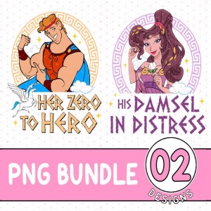 Disney Hercules Couple Bundle| His Damsel In Distress Her Zero To Hero PNG | Hercules And Megara Bundle | Gift For Wife Husband Shirt