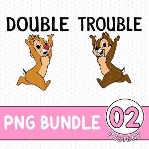 Disney Chip and Dale Double Trouble PNG, Bff PNG, Disney Couple Matching Valentine PNG, Valentine Day Gift,Disneyland Matching Shirt