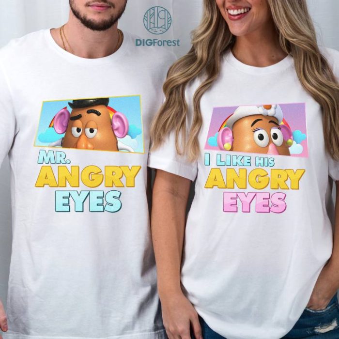Disney Toy Story 4 Couple bundle, I Like His Angry Eyes, Mrs Potato Head PNG, Pixar Couples Bundle, Engagement Shirt, Honeymoon Matching T-Shirts