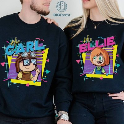 Disneyland Pixar Up Her Carl His Ellie Couple Shirt, Carl And Ellie Valentines Day Shirt, Disneyland Cartoon Matching Shirt, Up Couple Shirt
