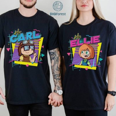 Disneyland Pixar Up Her Carl His Ellie Couple Shirt, Carl And Ellie Valentines Day Shirt, Disneyland Cartoon Matching Shirt, Up Couple Shirt