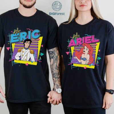 Disney Retro 90s The Little Mermaid Couple Shirt, His Ariel And Her Eric Shirt, Ariel Eric Couple Shirt, Disneyland Couples Valentines Day Shirt