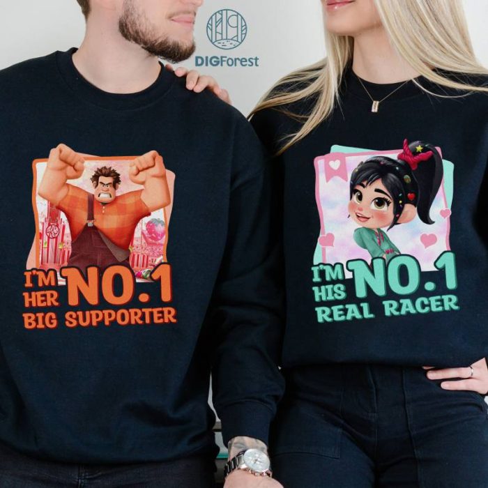 Disney Wreck It Ralph PNG| I'm His No.1 Real Racer Bundle| Ralph And Vanellope PNG| Couple Shirt | Wifey and Hubby Tee