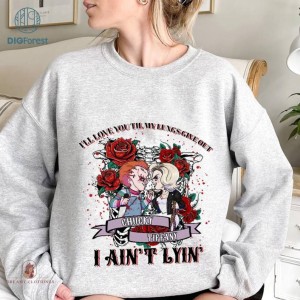 Retro I'll Love You Until My Lungs Give Out Shirt, Chucky And Tiffany Shirt, Horror Movie Valentine Shirt, Chucky And Bride Couple Shirt