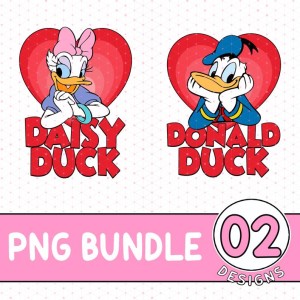 Disney Donald Duck and Daisy Duck Valentine Heart Shirt, Donald Daisy Couple Shirt, Disneyland Valentine Day Shirt, Valentines Day Gift For Couple