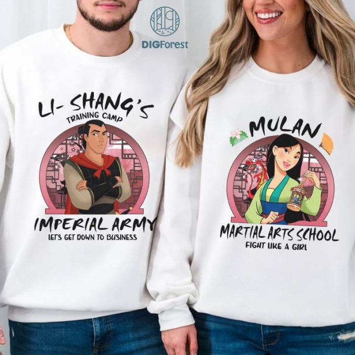 Disney Mulan Bundle, Fa Mulan Martial Arts School, Couple valentine PNG, Family valentine Bundle, Matching PNG, Mulan and Li Shang, Mulan Business