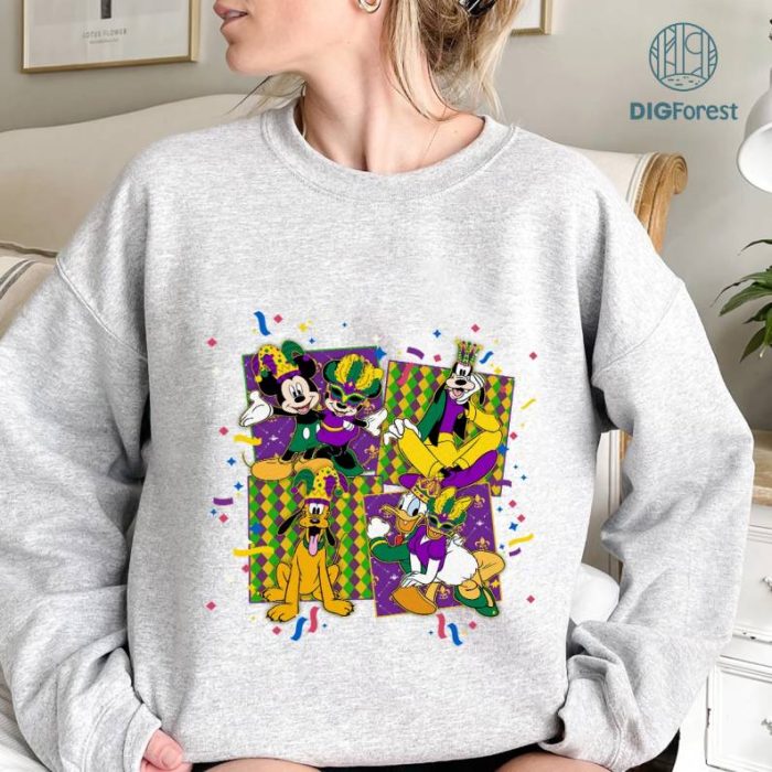 Disney Vintage Mickey Minnie Mardi Gras Shirt | WDW Disneyland Family Mardi Gras Trip PNG, Fat Tuesday Mardi Gras Carnival