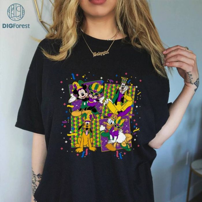 Disney Vintage Mickey Minnie Mardi Gras Shirt | WDW Disneyland Family Mardi Gras Trip PNG, Fat Tuesday Mardi Gras Carnival