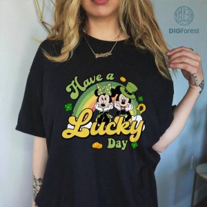Disney Mickey Minnie Mouse St Patrick Day Png | Retro Mickey And Minnie Mouse St Patricks Day Shirt | Have A Lucky Day St Patrick Day Shirt | Digital Download