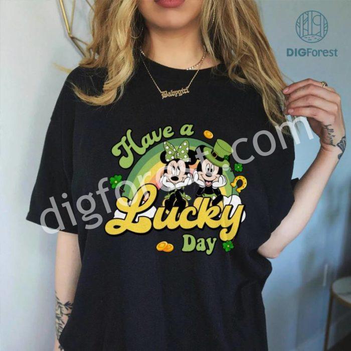 Disney Mickey Minnie Mouse St Patrick Day Png | Retro Mickey And Minnie Mouse St Patricks Day Shirt | Have A Lucky Day St Patrick Day Shirt | Digital Download