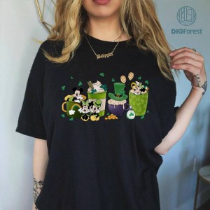 Disney Mickey And Minnie St Patricks Day Coffee Png | Happy Saint Patricks Shirt | Mickey Minnie Mouse Irish Leaf Clover Shirt | Digital Download