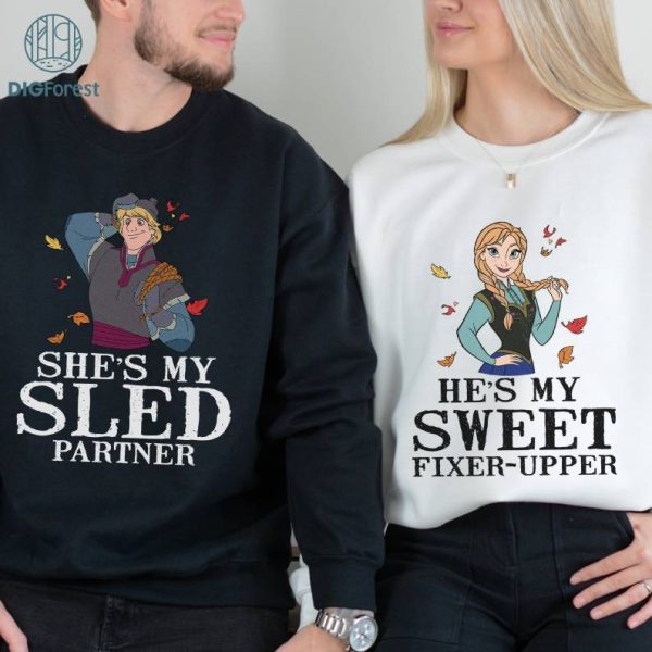 Disney Frozen Couples Bundle | He’s My Sweet Fixer-Upper Princess Anna Tshirt | Disneyland His Her Valentine Honeymoon Shirt | Anna Kristoff Shirt