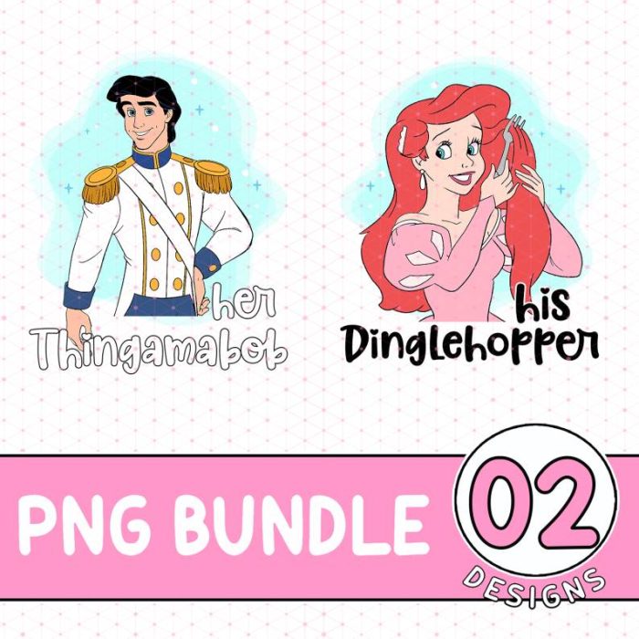 Disney Ariel Princess His Dinglehopper Couples Bundle, The Little Mermaid Shirt, Unique Honeymoon Shirts for Partners, Disneyland Vacation Tee