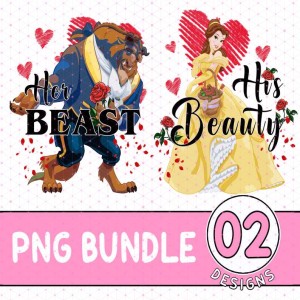 Disney Belle and Beat Valentine Day Bundle | His Beauty Png | Her Beat Png | Belle Lovers Png | Belle Valentine Png | Beauty and Beast Shirt | Gifts for Couple