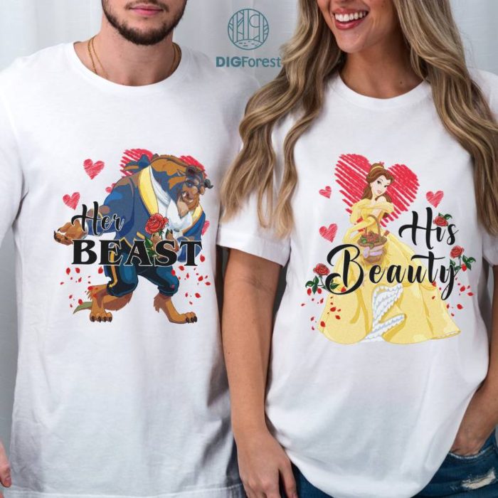 Disney Belle and Beat Valentine Day Bundle | His Beauty Png | Her Beat Png | Belle Lovers Png | Belle Valentine Png | Beauty and Beast Shirt | Gifts for Couple