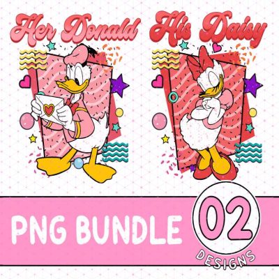 Disney Couples Valentine's Day Matching 2023 Bundle, Disneyland Vacation WDW Trip Gift Png, Donald and Daisy Valentine Day Png, His Daisy Sweatshirt, Her Donald Sweatshirt, Gifts for Couple