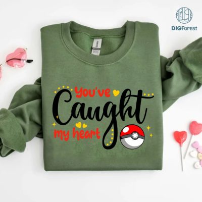 You've Caught My Heart Shirt | Pokeball Valentine Day Tee | Pikachu Valentine Shirt | Anime Couple Valentine Gifts | Happy Valentine's Day Shirt
