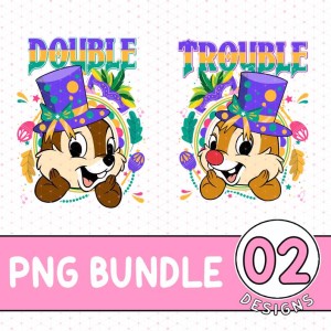 Disneyland Mardi Gras Chip And Dale PNG Double Trouble Fat Tuesday PNG Couples Sweatshirt Disneyworld Saints New Orleans Shirt
