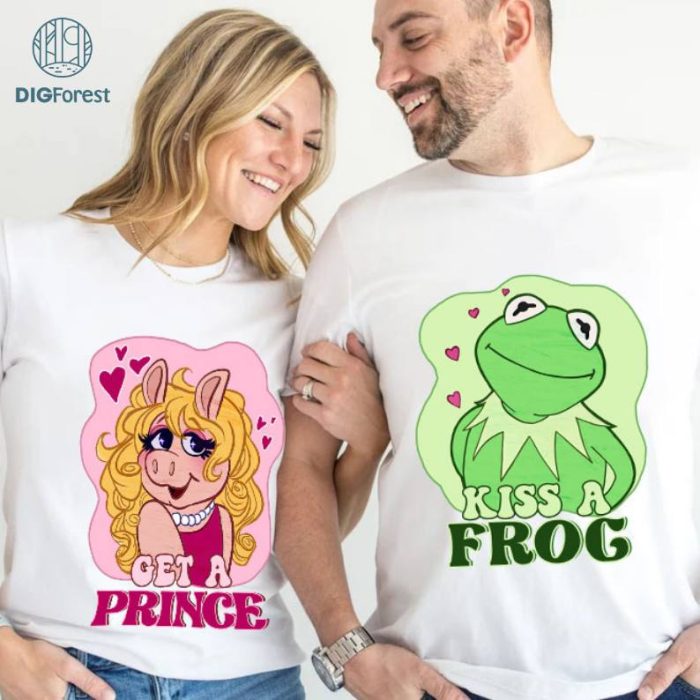 Disney Retro The Muppets Show Kermit Shirt, Kiss A Frog and Miss Piggy Get A Prince shirt, the Frog and Miss Piggy shirt, Disneyland Valentines Tee